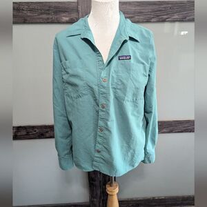 Patagonia Anchor Bay Long Sleeve Shirt Aqua Blue Size M